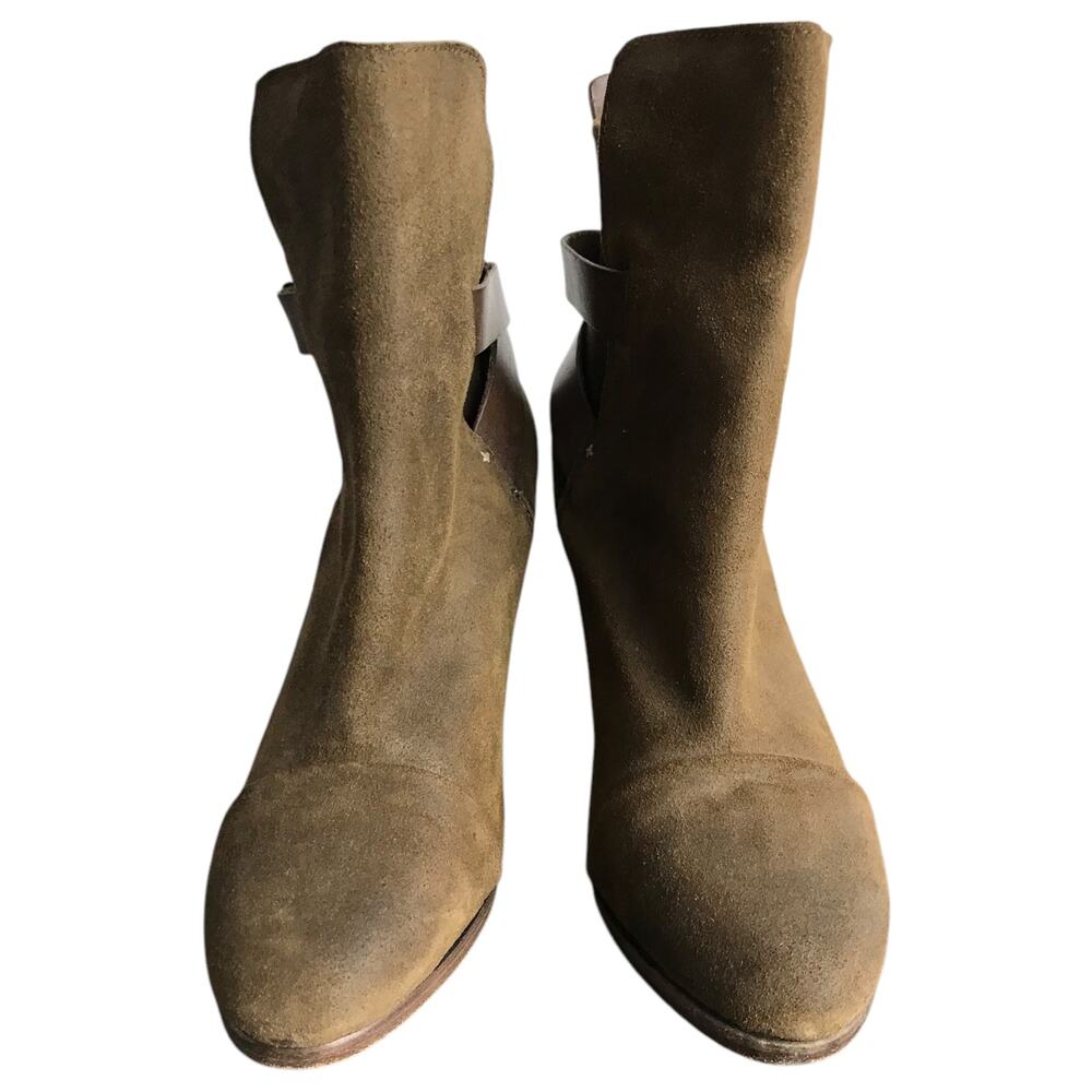 Rag & Bone‎ Kinsey Boots Womens US9 EU39 Mustard Brown Leather Suede 3.5" Heels